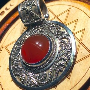 Sterling Silver Carnelian Pendant 925
